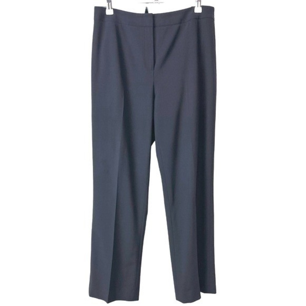 Lafayette 148 New York Wool Blend Straight Leg Dress Pants Navy Womens 8